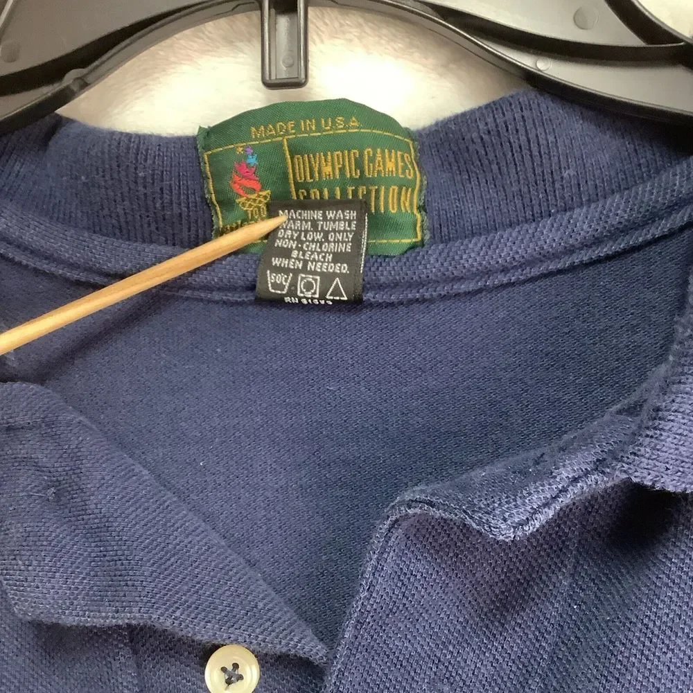 Vintage 1996 Olympics Atlanta Polo Men's Shirt Size XL Navy Blue short sleeve